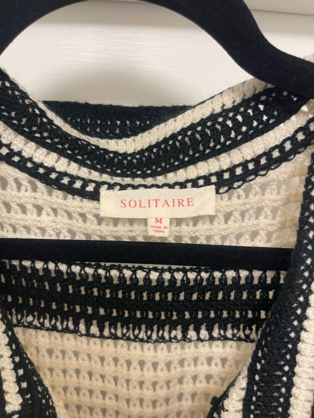 Black and Cream Crochet Button-Up Cardigan - Picture 4 of 5